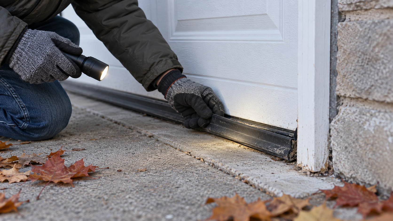 Inspecting a garage door seal-3