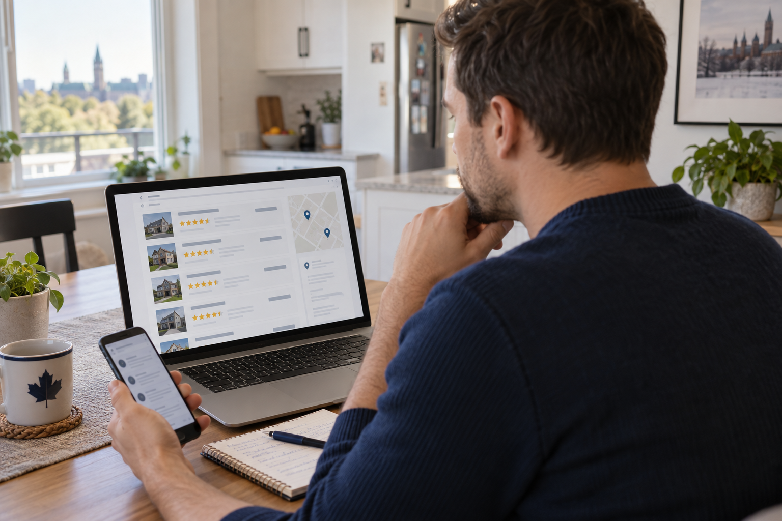 An Ottawa homeowner compares online ratings and reviews for local home-service providers